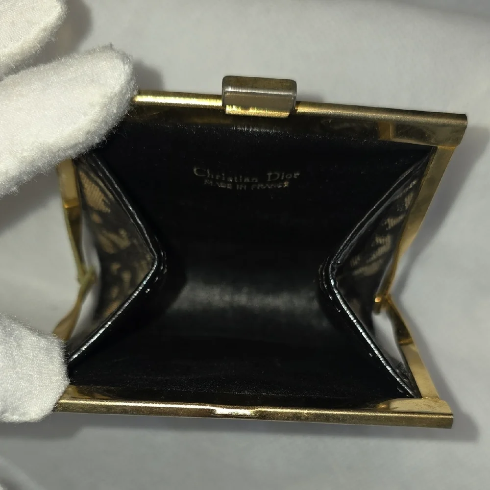 Dior Black and Gold Patterned Wallet